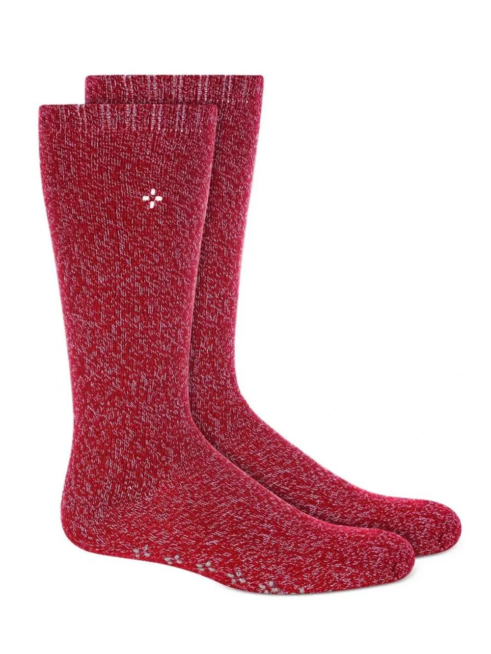 Sun + Stone Men's Soft Gripper Sole Faux-Sherpa Lined Crew Socks, Red, One Size